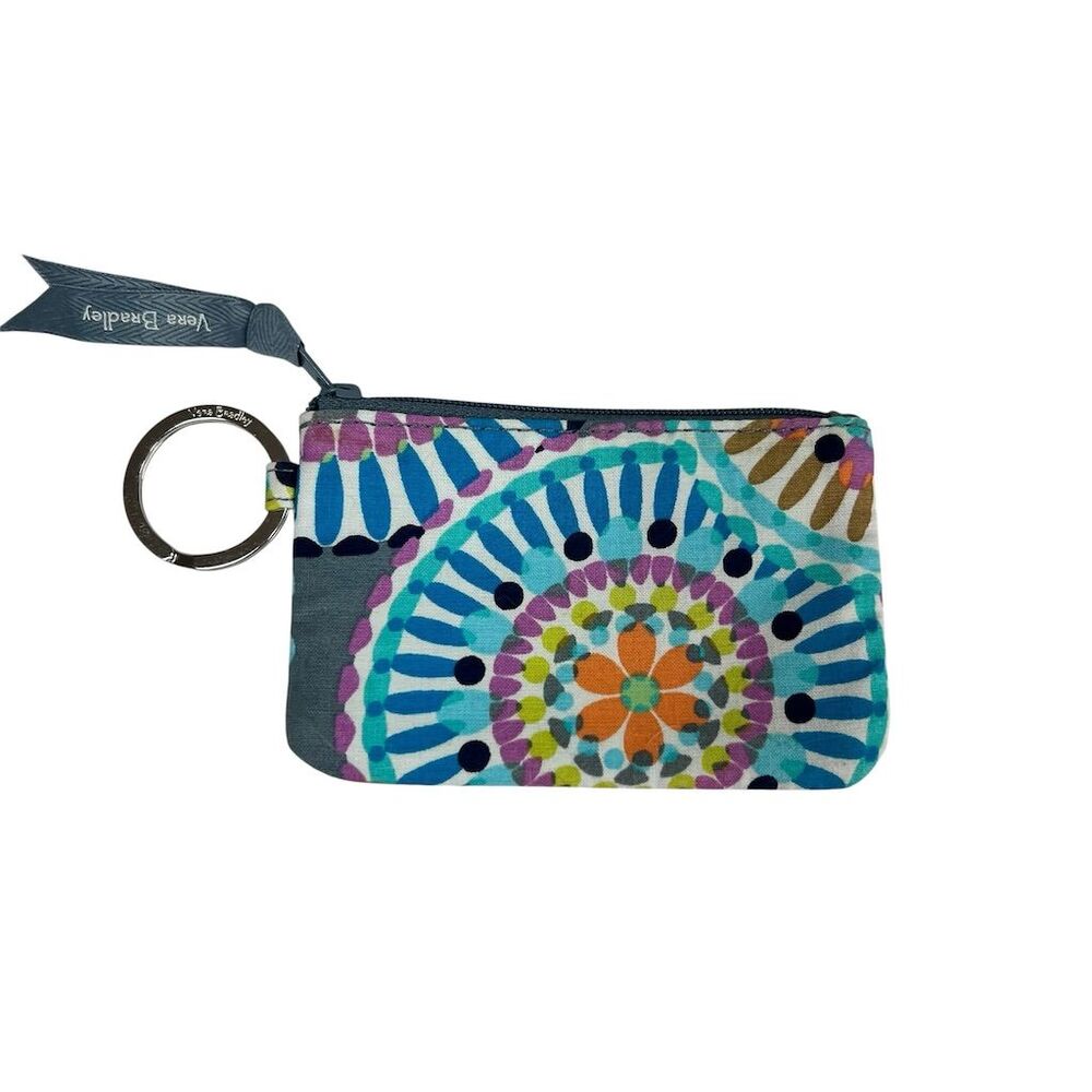 Vera Bradley Women's Tie Dye Floral Zip ID Case Key Chain Wallet